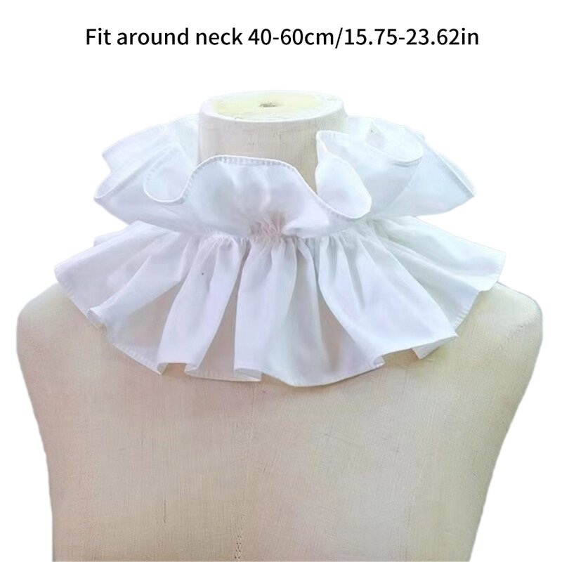 M89E Victorian Ruffled Collar Elegant Sweet Girls Blouse Collar Elegant Lapel Shawl