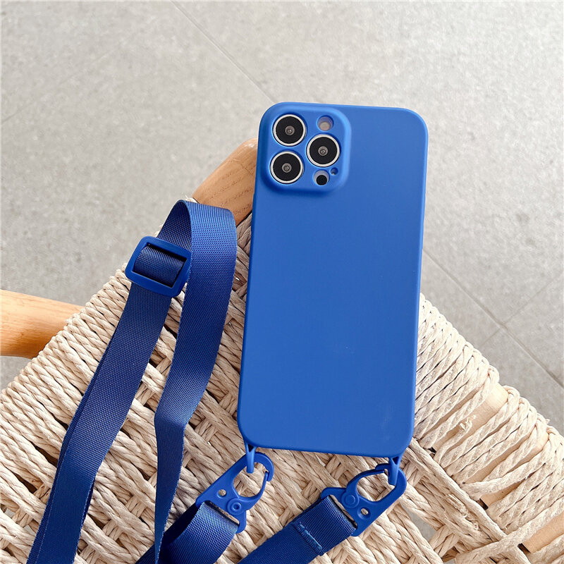 Crossbody Necklace Strap Lanyard Cord Soft Silicon Phone Case For iPhone 15 13 12 11 14 Pro Max X XR XS Max 7 8 Plus Back Cover