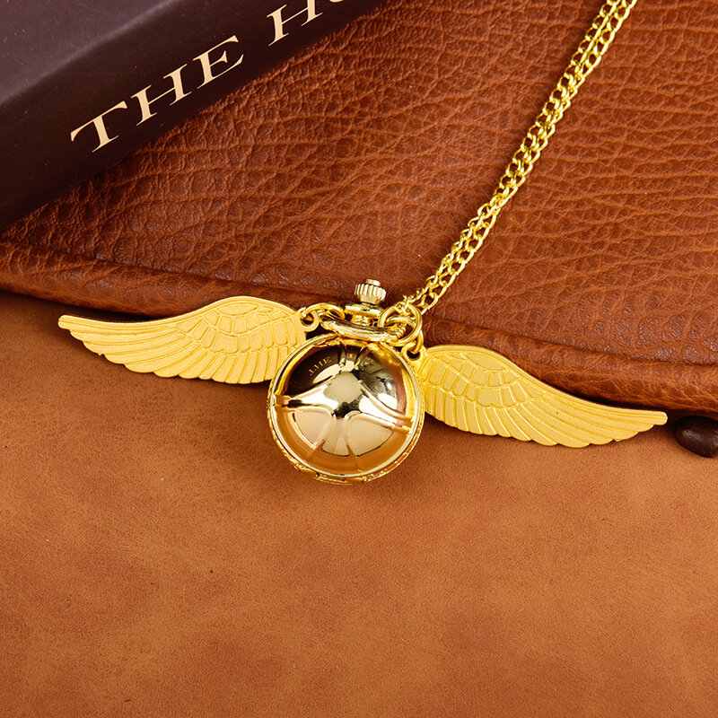 Reloj de bolsillo con colgante de bola dorada para niños, pulsera de cuarzo con Snitch dorada, bonito reloj de bolsillo Fob, regalos