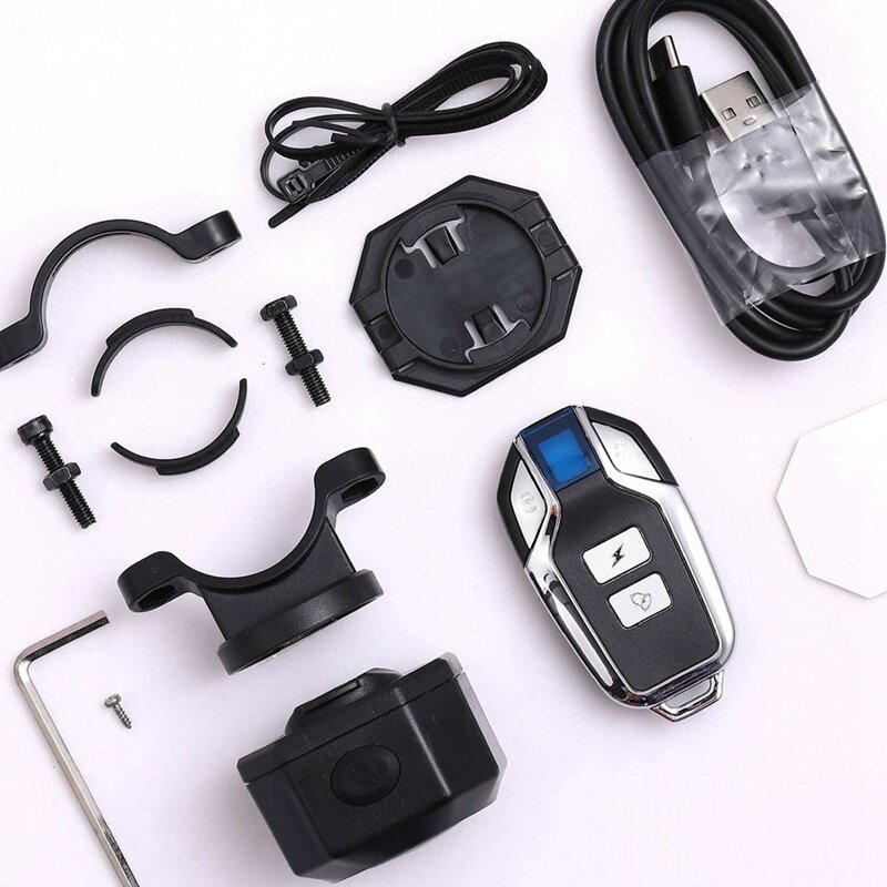 Alarme de bicicleta anti-roubo sem fio, protetor solar e impermeável, carregamento USB, sensível e ativo