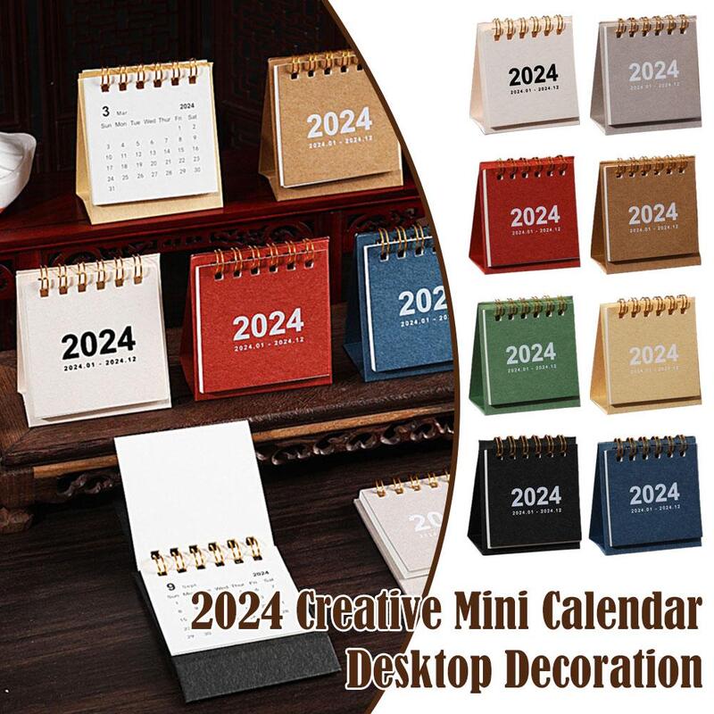 Mini calendário criativo Desktop ornamentos, moda, suprimentos de memorando, planejador decoração, mensal, calendário de estudante, escritório, G6R4, 2024