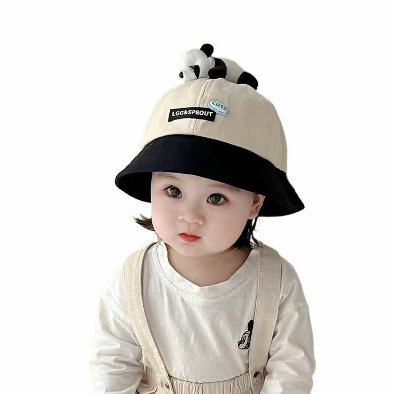 子供のためのUV保護バケットハット、屋外漫画の帽子、かわいいパマの帽子、幼児のための通気性のあるサンキャップ、パンダ