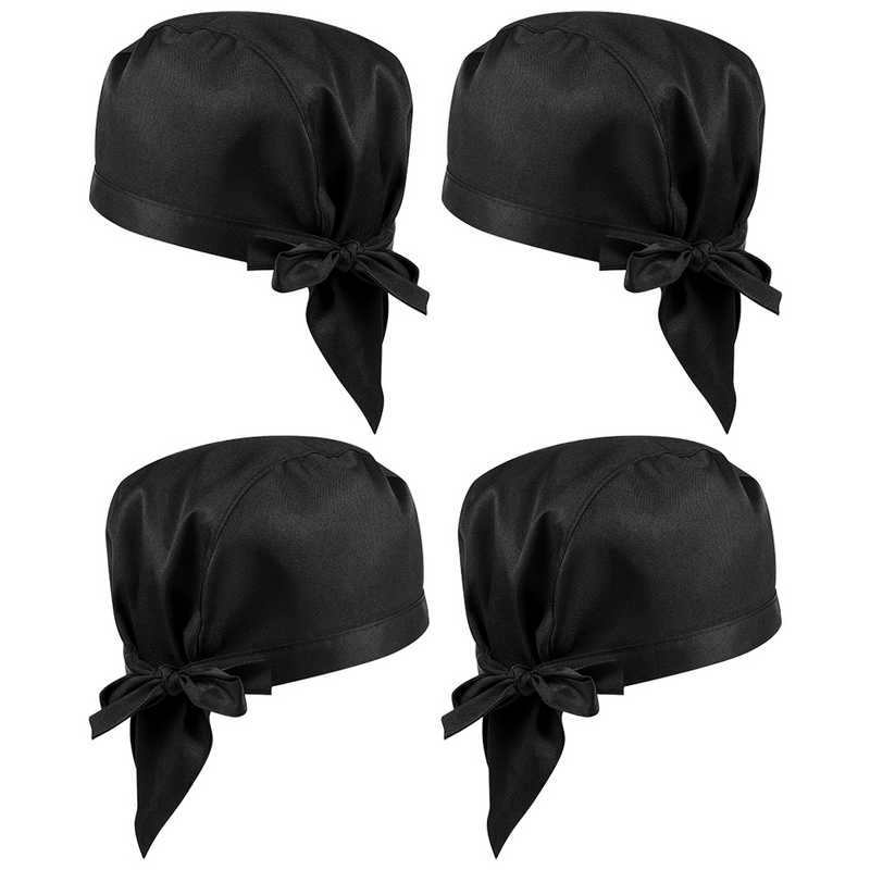 4 Pcs Printing Chef Breathable Back Working For Women Miss While Bbq Cooking Chef Ladies Bucket Caps For Menss For For Bbq