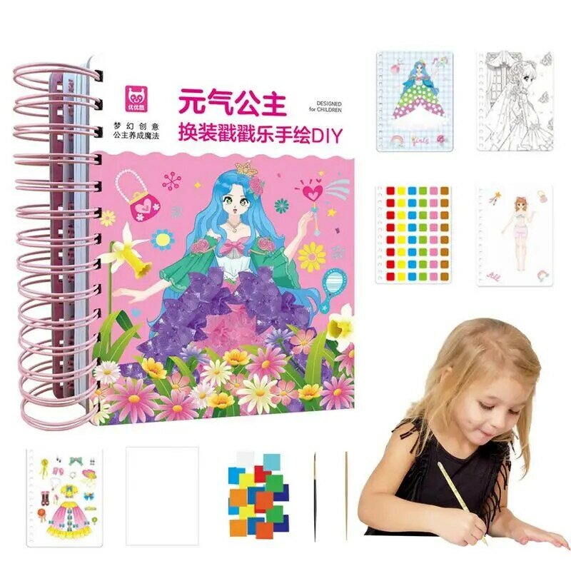Juguetes Educativos de pintura de Poke Art para niños, suministros de Arte de papel para preescolar, manualidades de bricolaje hechas a mano, vestido de princesa