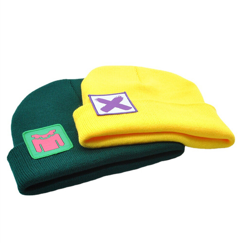 Jogo valorant killjoy cosplay traje chapéu de malha inverno quente amarelo verde gorro hip hop boné unisex acessórios acessórios presentes