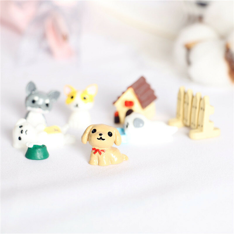 ドールハウス、ミニチュア犬、動物のおもちゃ、家の妖精の工芸品、ケーキの装飾、DIYアクセサリーのためのミニかわいい犬の装飾
