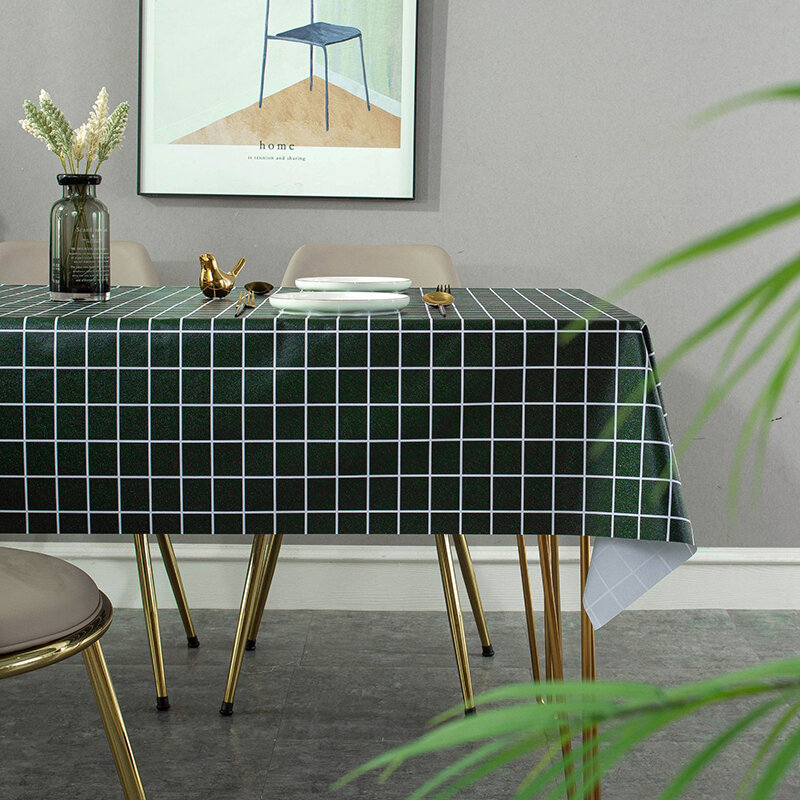 Mantel impermeable decorativo para mesa de comedor, cubierta Rectangular de PVC de Color sólido, a prueba de aceite