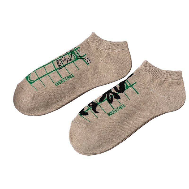 New Cotton Socks Personalized Fashion Calligraphy Chinese Character Checker Print Simple Trendy INS Style Sports Boat Socks V101