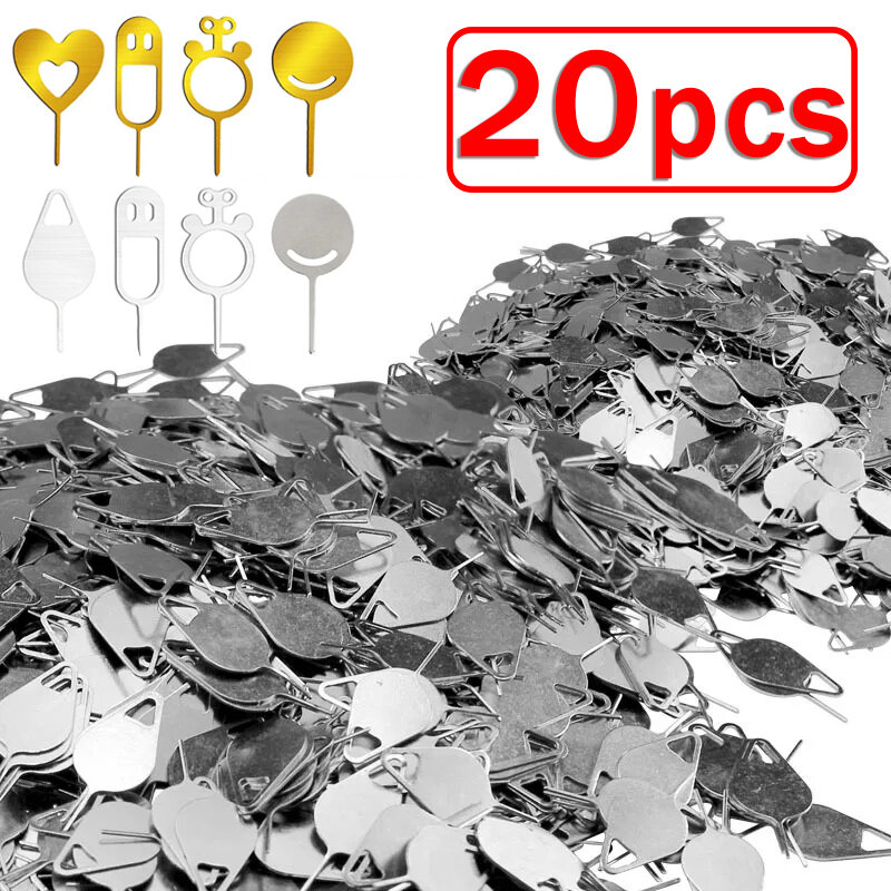 20Pcs Sturdy Metal Ejector Pins SIM Card Removal Openning Tool Tray Eject Pins Needle Opener for Smartphones IPhone 15 Samsung
