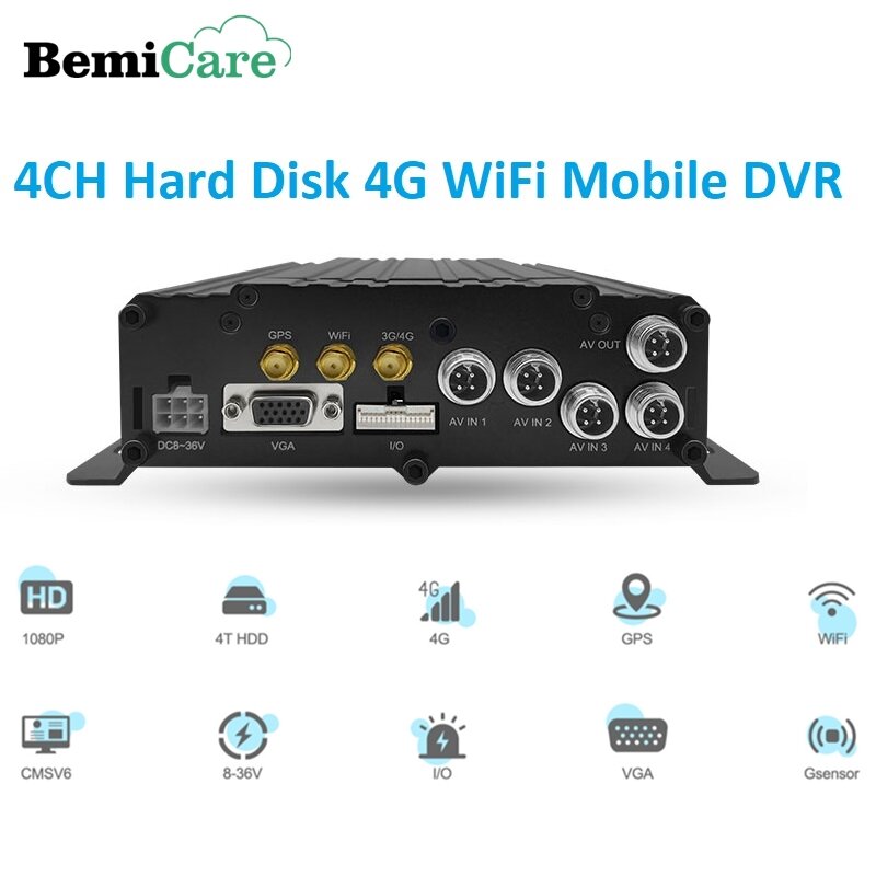 4CH 하드 디스크 4G 와이파이 모바일 DVR 4Ch 자동차 버스 트럭 모바일 DVR MDVR