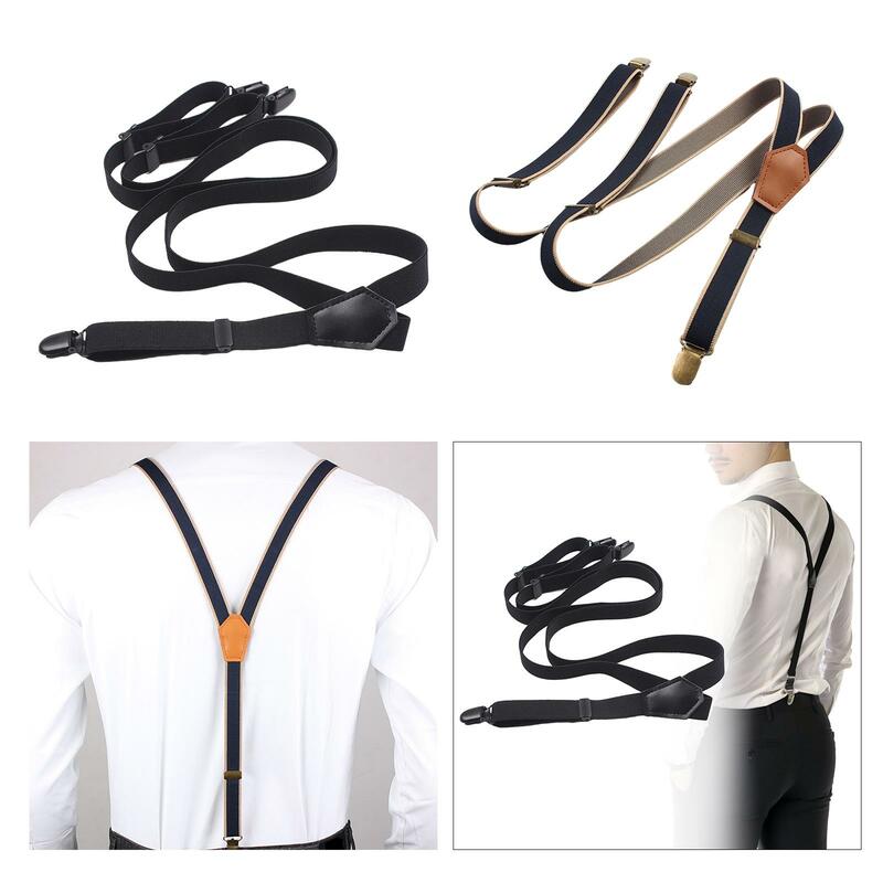 Suspenders for Men with 3 Hook Clips Vintage Style Heavy Duty Trousers Braces Elastic for Formal Events Costume Pants