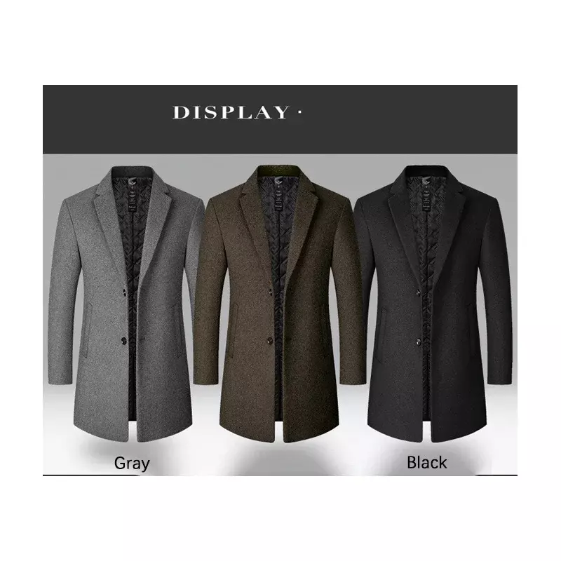 Merk BROWON mantel pria musim gugur dan musim dingin baru warna Solid mantel wol panjang untuk pria bisnis kasual jaket pria pakaian