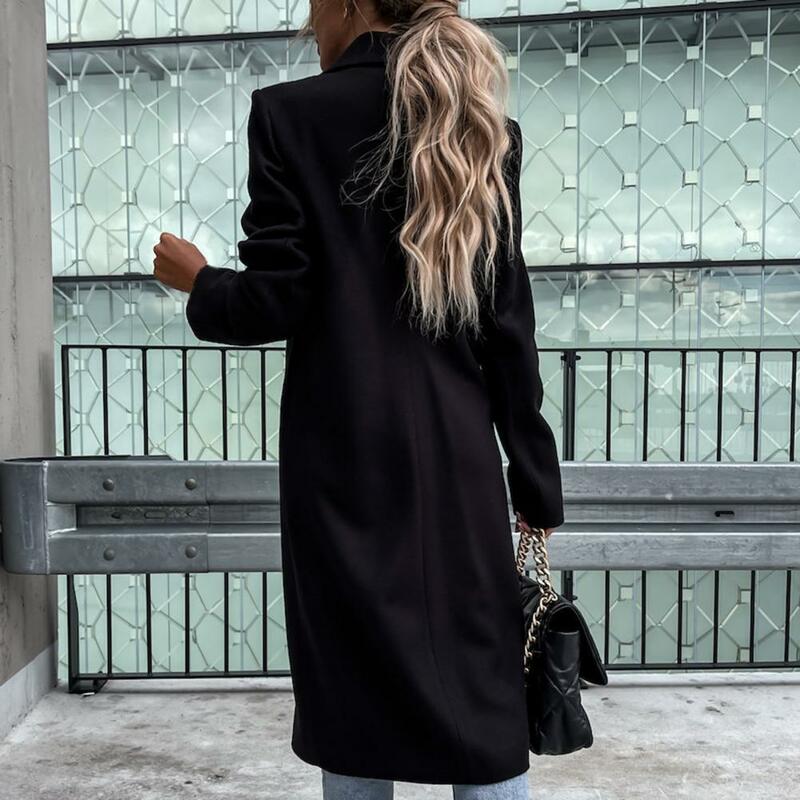 Französisch Faul Stil Frauen Woolen Mäntel Koreanische Blazer Anzug Kragen Lose Beiläufige Mantel Damen Lange Strickjacke Mantel Winter Outwear