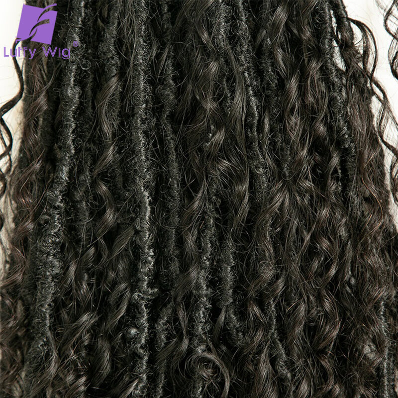 Плетеные косы Бохо Locs с человеческими волосами, вьющиеся волосы, косы богини Locs, предварительно заплетенные мягкие дреды, вьющиеся крючком волосы 22 дюйма 26 дюймов