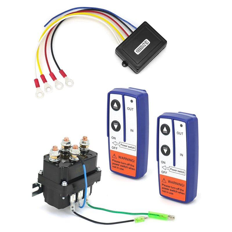 Wireless Remote Control Winch Kit Waterproof, Plastic+Metal Solenoid Relay Contactor+ 2Pcs Wireless Winch Remote Control
