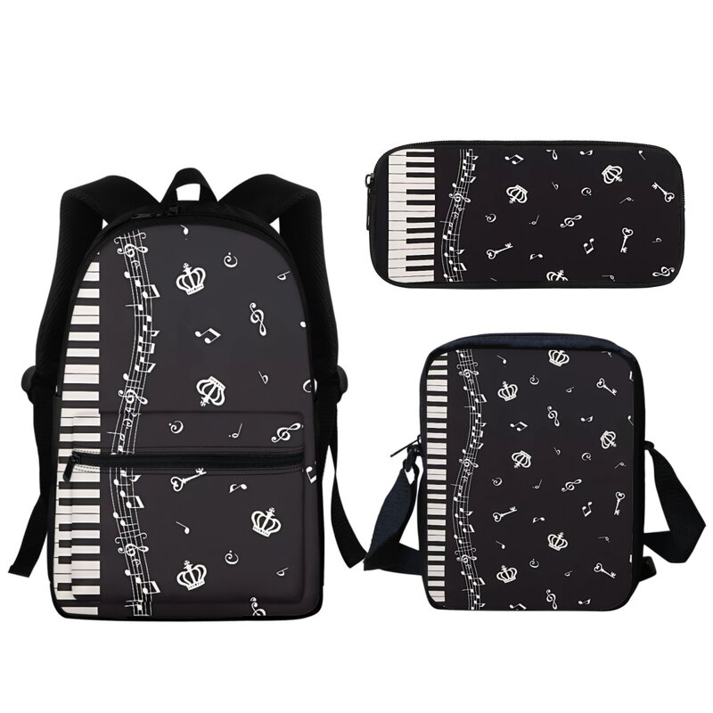 Школьный рюкзак для мальчиков и девочек, с принтом музыкальных нот