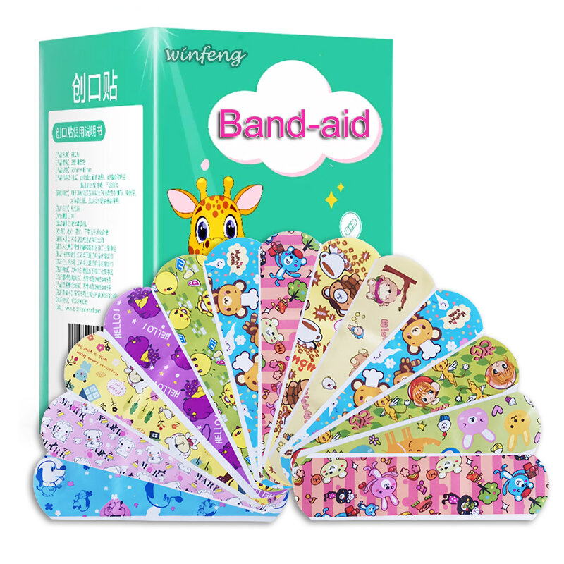 100Pcs Waterproof Cartoon Band-Aids Hemostasis Adhesive Bandage First Aid Kit Emergency Medical Dressing Sticking Plaster