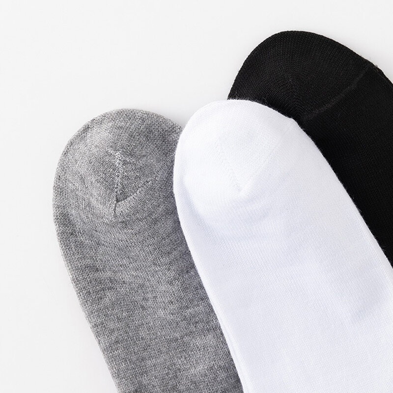 5 Pairs/Lot Men's Business Casual  Socks Solid Color Black White Simple Versatile Breathable Cotton Sports Mesh Short Socks