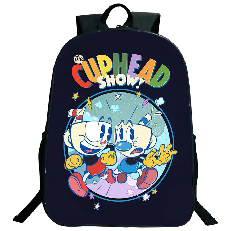 Grande capacidade Cuphead Print mochila para meninos e meninas, estudante Cosplay Schoolbag, sacos de viagem, softback escola sacos, laptop Bookbag