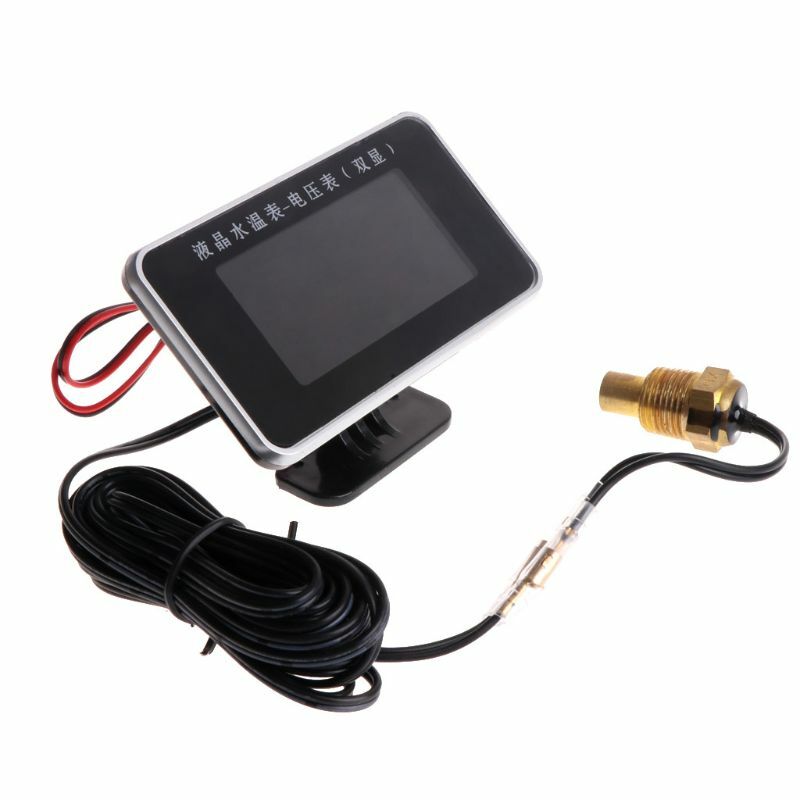 투명 LCD 온도계 전압계 12/24V 수온 전압 표시기 미터 패널 대시보드