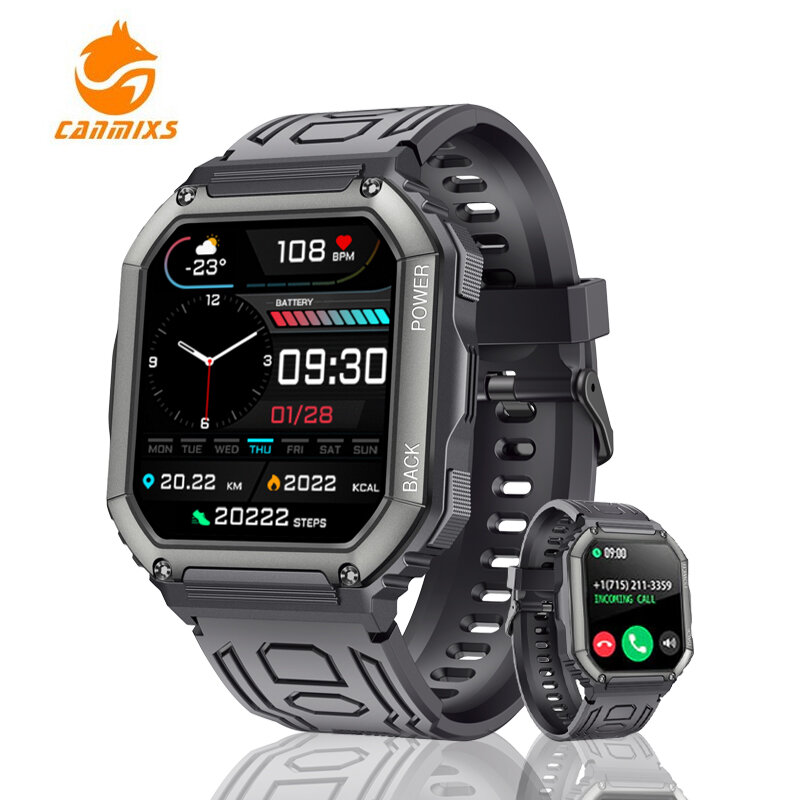 Canmixs Nieuwe Slimme Horloge Mannen Bluetooth Bellen Lange Standby Sport Fitness Tracker 24H Gezondheid Monitor Waterdichte Smartwatch Vrouwen