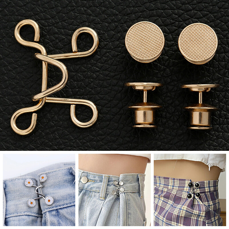 Women Skirt Pants Jeans Adjustable Waist Clip Metal Pins Clothing Accessories Sewing Women's Brooch Set Tighten Waist Brooches