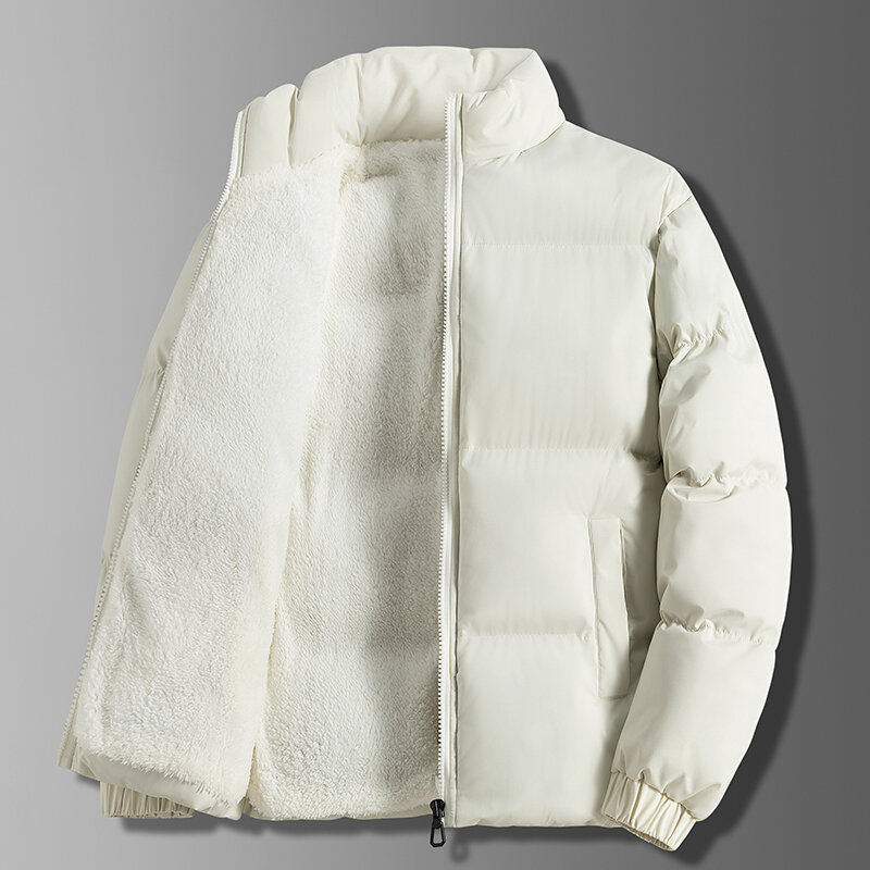 Jaket musim dingin pria musim gugur 2023 bulu hangat mode Thicke jaket berlapis katun kerah berdiri mantel kasual tahan angin ukuran besar 6XL