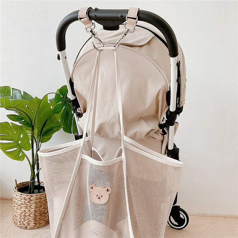 Ins Diaper Bags Summer Mesh Tote Bag Mommy Bag Large Capacity Shoulder Bag Baby Stuff Toys Storage  Vacation Beach Bags