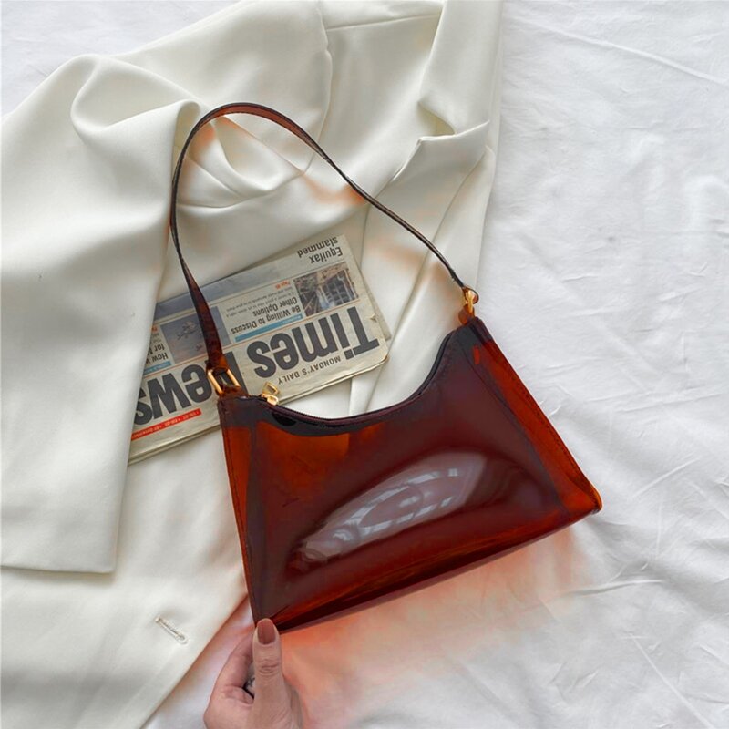 Bolso mano transparente gelatina para mujer, bolso noche elegante