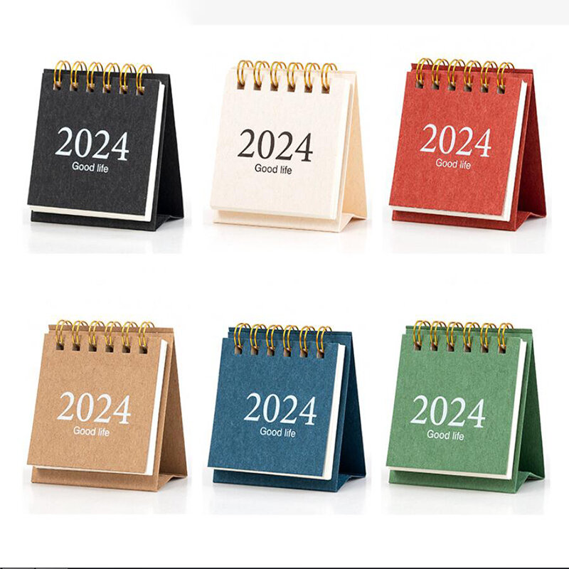 Mini calendrier de bureau 2024 simple, livre de calendrier à bobine 2024, licence mensuelle, liste de 03 à faire, notes de rendez-vous, fournitures de bureau à domicile