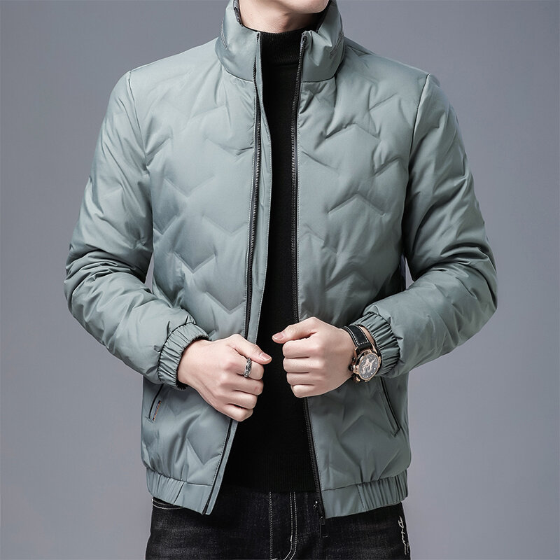 Piumino leggero cappotto invernale a doppia faccia da uomo colletto alla coreana sfumato slim fit 80% giacche d'anatra bianche cappotti outwear