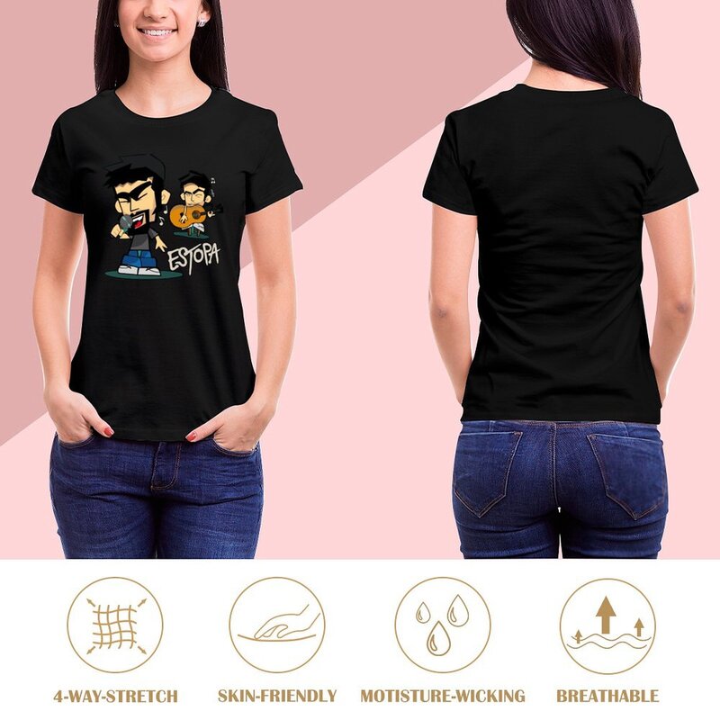 여성용 에스토파 티셔츠, 반팔 티 탑, 아리아 셔츠
