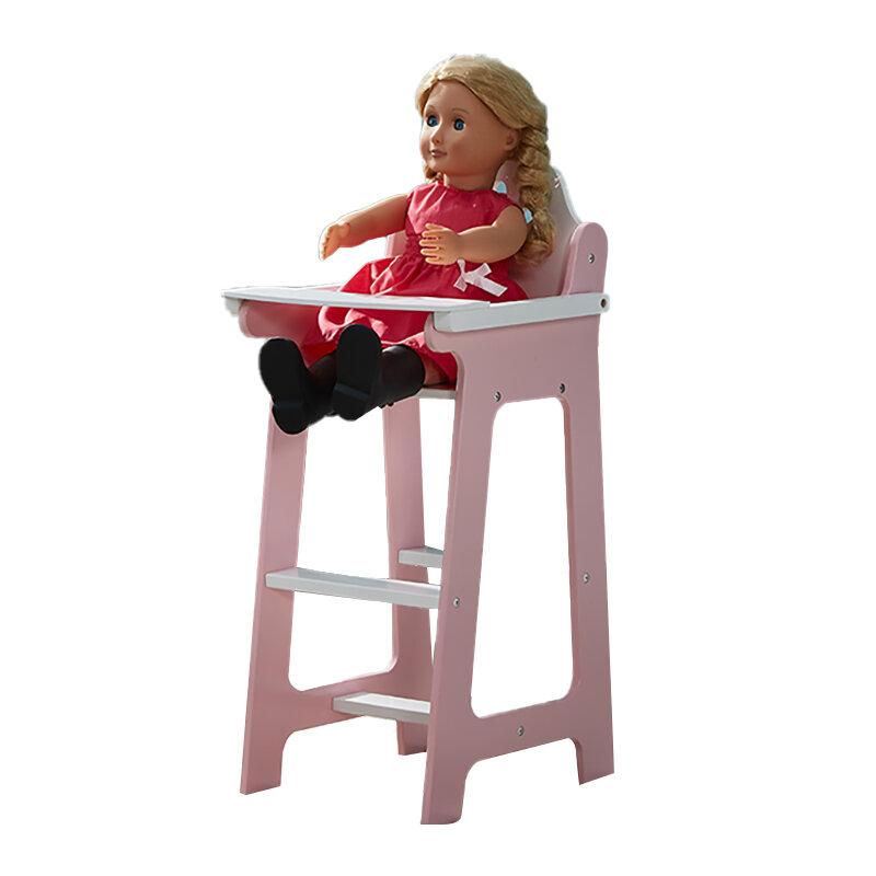 Boneka Amerika furniture bermain peran mainan permainan 18 inci boneka kayu kursi tinggi untuk boneka Amerika Gadis furnitur