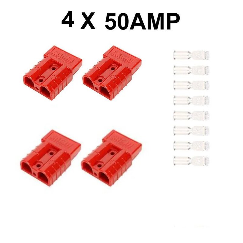 50A Connector For Anderson Style Plug Connectors DC Power Solar Caravan Motorcycle Socket Battery Charging Adapter Accessories