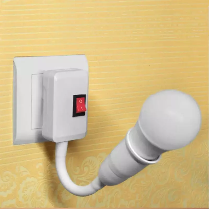 Aço inoxidável E27 Base da lâmpada, Flexível Bend Mobile Test Light Socket, Adaptador de luz, Plug Switch