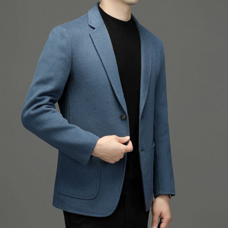 High-end middle-aged sheep wool suit men's autumn wool double-sided suit jacket new autumn middle-aged and elderly suits