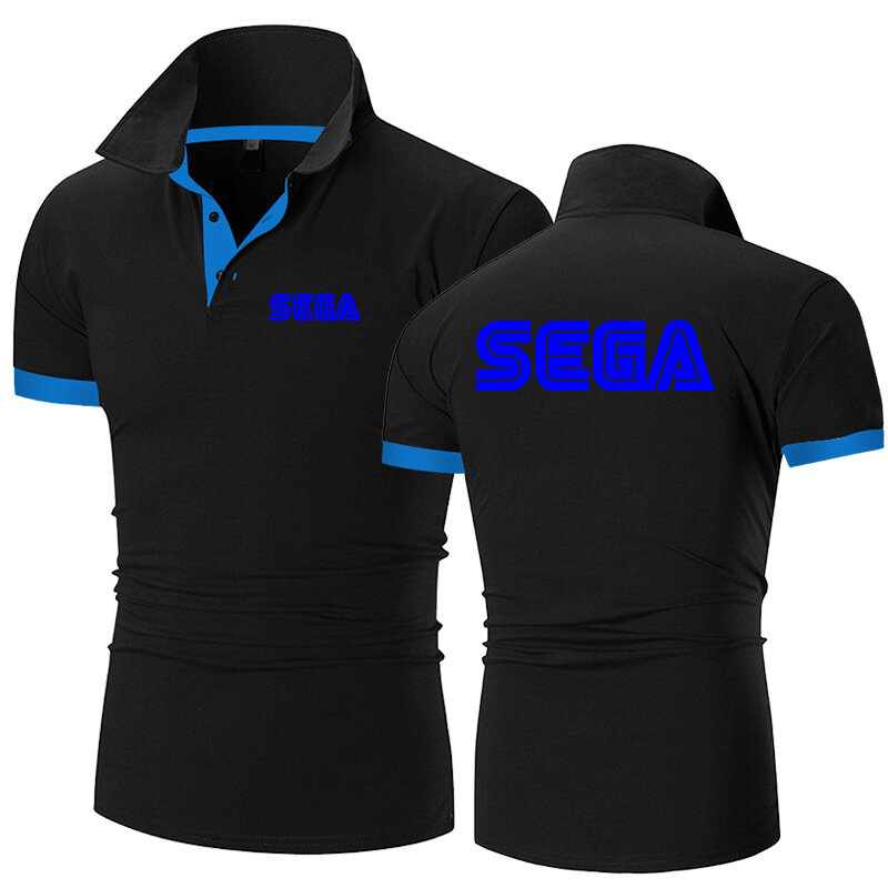 Sega 2023 letnia męska nowa casualowa jednokolorowa, wysokiej jakości modna kurtka koszulka Polo z krótkim rękawem w klapie