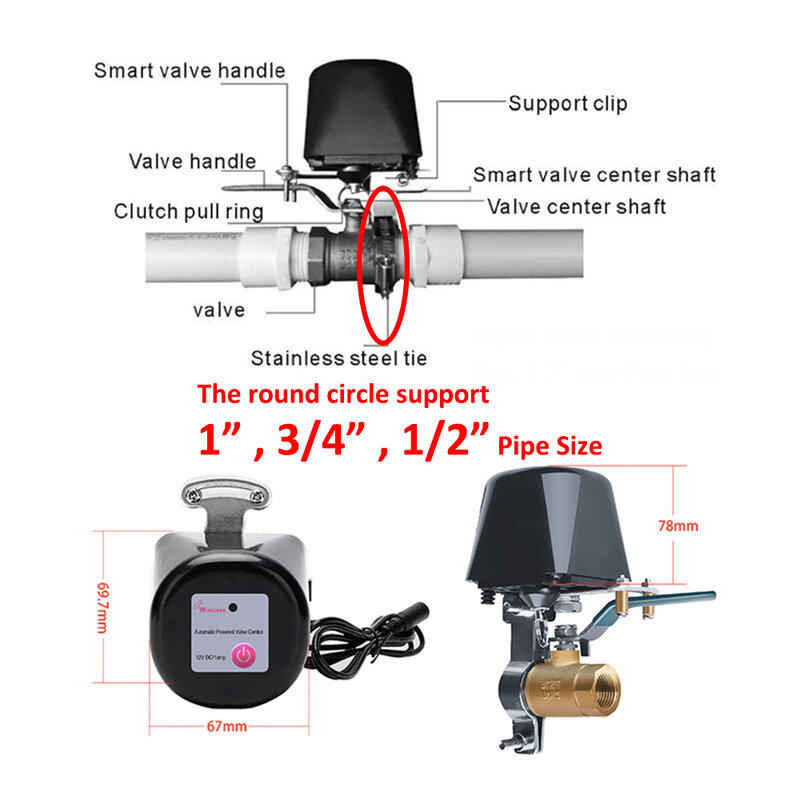 Smart Alexa Google ZigBee WiFi Water Valve Shutoff Timer Sprinkler Controller Gas Shut Off Valve Controller APP Remote Control