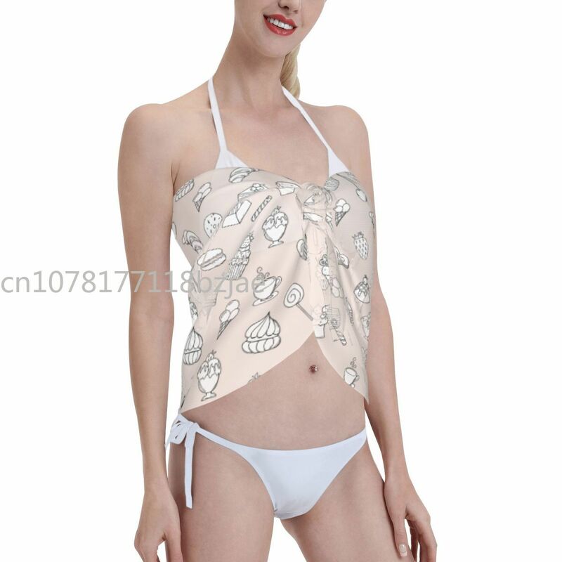 Kue teh wanita Bikini pantai menutupi bungkus sifon pakaian renang Pareo sarung Beachwear kasual Bikini Cover Up rok baju renang