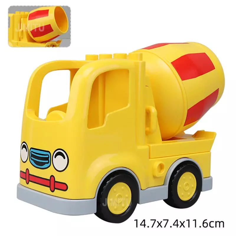 Compatibele Grote Bouwstenen Transport Brandweerauto Agitatie Vrachtwagen Accessoires Grote Bakstenen Kids Assemblage Speelgoed Feest Cadeau