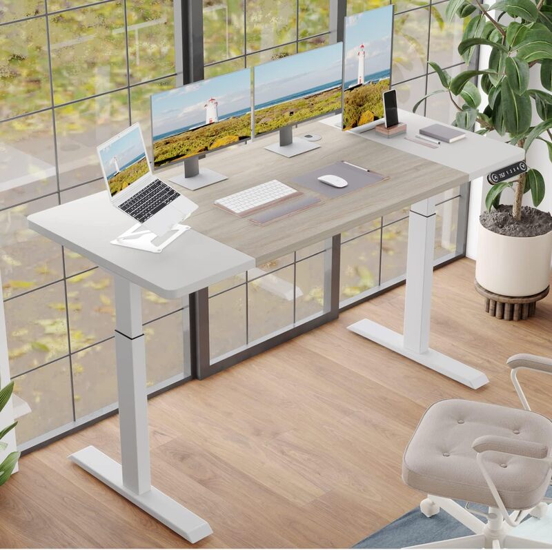 Escritorio de pie eléctrico con empalme, altura ajustable, 63x30, para ordenador, para sentarse, para casa y oficina