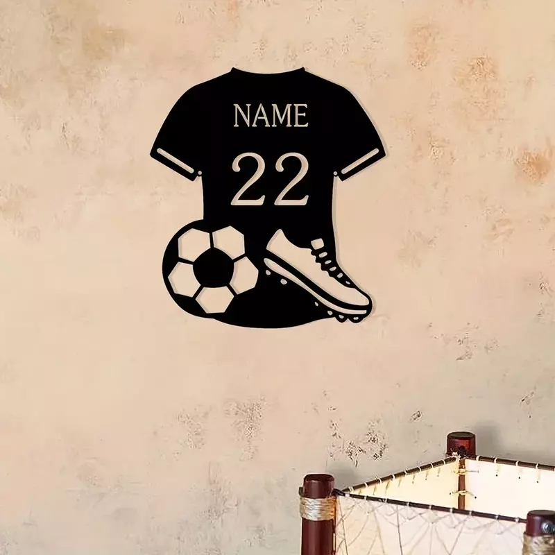 Siluet besi logam seni besi Jersey sepak bola Amerika Nomor Nama dekorasi gantungan dinding kustom tanda olahraga Dekorasi Rumah