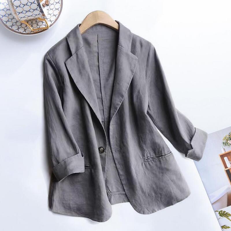 Blazer de negocios transpirable para mujer, chaqueta con bolsillos y solapa, traje de moda