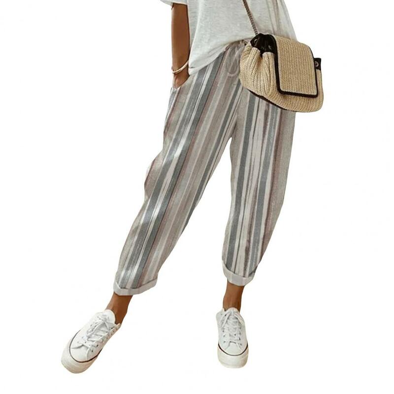 Women Vertical Stripe Pants Striped Printed Loose Fit Pants With Adjustable Drawstring Waist For Women Comfortable For Leisure