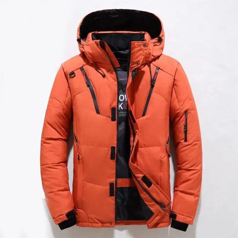 Inverno duck down jacket para homem grosso quente jaqueta de neve parka para homem com capuz jaqueta de moda ao ar livre M-4XL