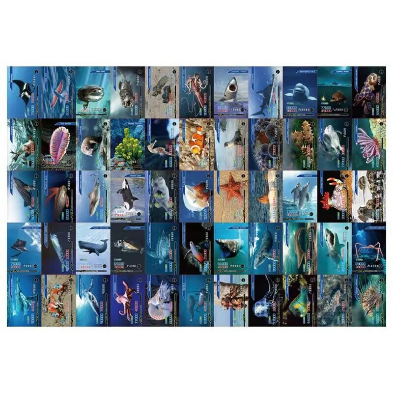 Fiszki zwierząt 55 rodzajów zwierzęta oceaniczne dzieci gry karciane 55 sztuk zabawek edukacyjnych dla 5-7 lat przedszkola Montessori
