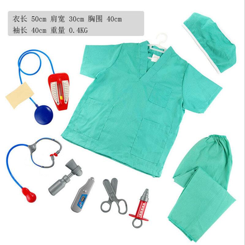 Vestiti chirurgici per bambini gioco di ruolo professionale vestito blu medico Costume Stage Party Play Toys puntelli 9 pezzi regalo di compleanno per bambini
