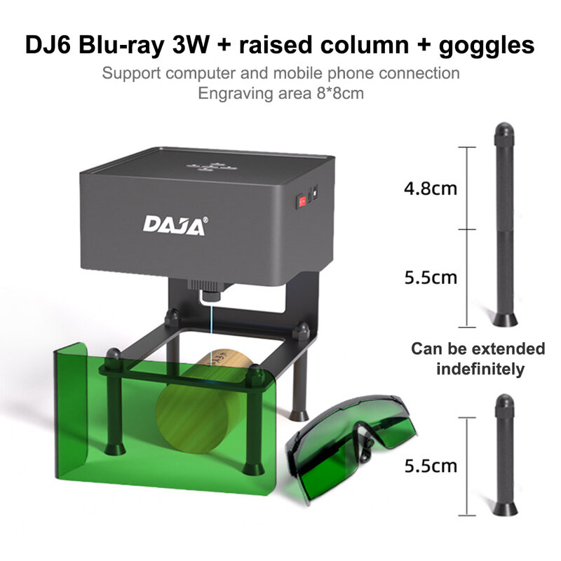 Daja เครื่องแกะสลักเลเซอร์แบบทำมือเครื่องแกะสลักเลเซอร์แบบแบบพกพาขนาดเล็ก DJ6 CNC ความเร็ว3000mW เครื่องพิมพ์ทำเครื่องหมายโลโก้ขนาดเล็กตัดเป็นไม้พลาสติก