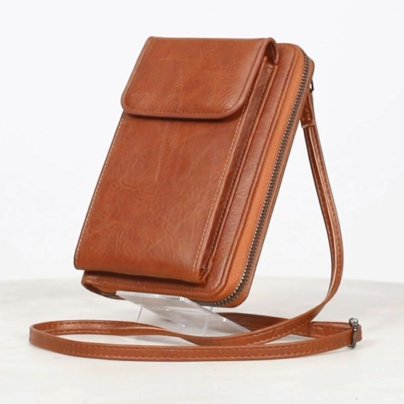 Piccola borsa a tracolla per cellulare per donna portafoglio per cellulare in PU Mini borse a tracolla verticali femminili tracolla rimovibile