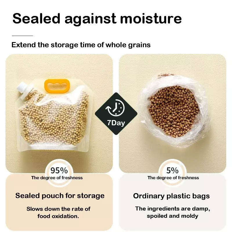 Borsa per la conservazione del grano borsa portatile a prova di insetto a prova di umidità per la conservazione della freschezza borse per la conservazione del grano trasparenti portatili riciclabili
